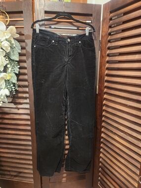 Black Straight-Leg Corduroy Pants - Women